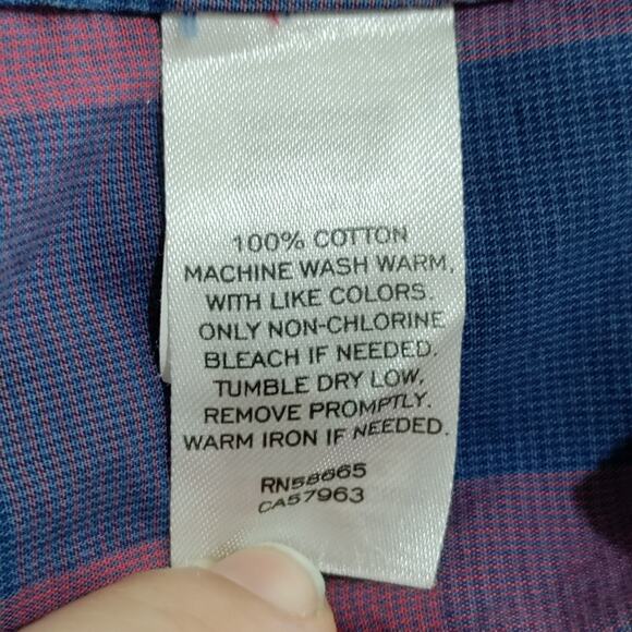 Wallin Bros Shirt Mens 2XL Casual Short Sleeve Button Down Plaid Blue Purple - Picture 10 of 12